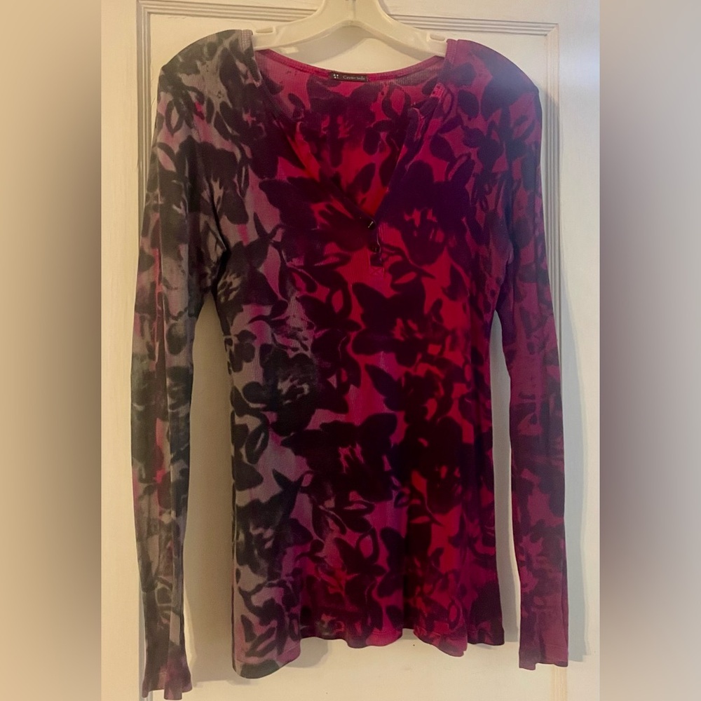 Women's Cream Soda Floral Long Sleeve Top Size Medium